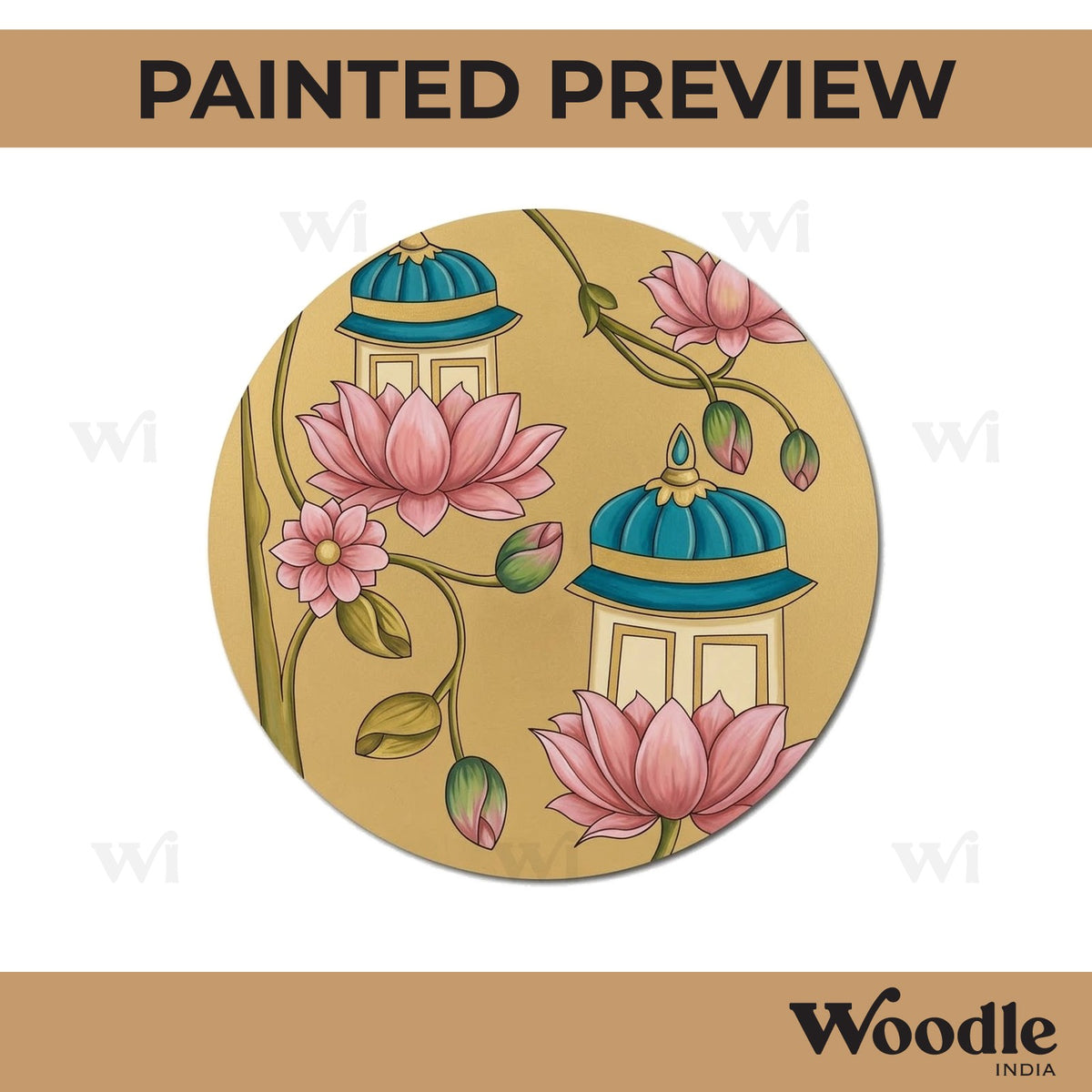Temple Lotus Pre Marked Round MDF Design 2