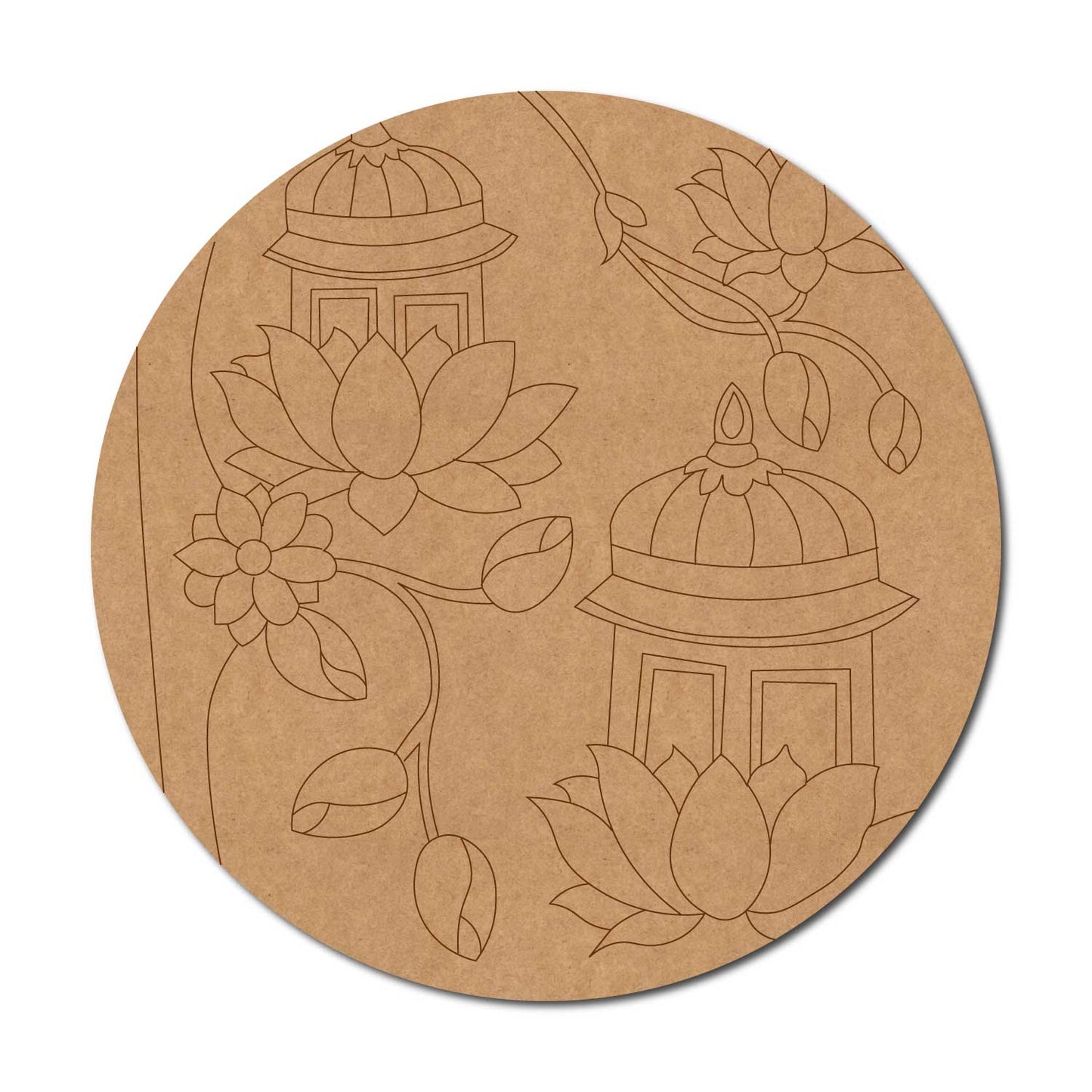 Temple Lotus Pre Marked Round MDF Design 2