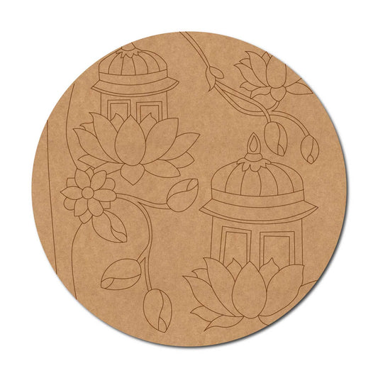 Temple Lotus Pre Marked Round MDF Design 2