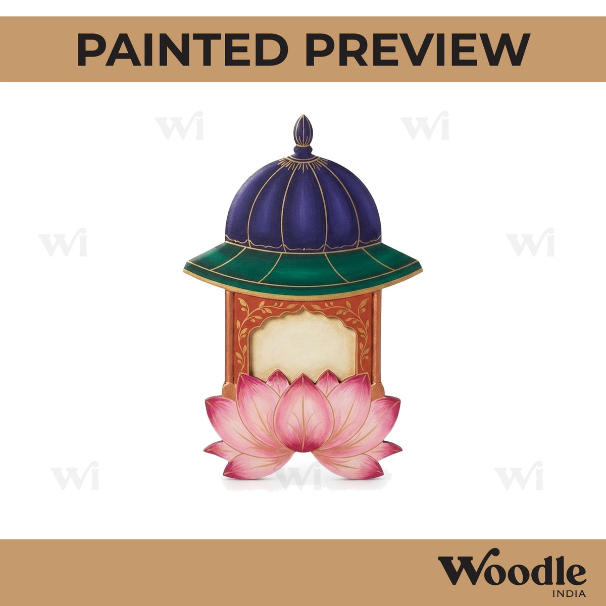 Temple Jharokha Lotus Pre Marked MDF Design 1