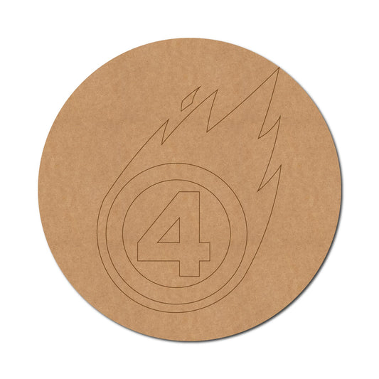 The Human Torch Logo Marvel Avengers Pre Marked Round MDF Design 1