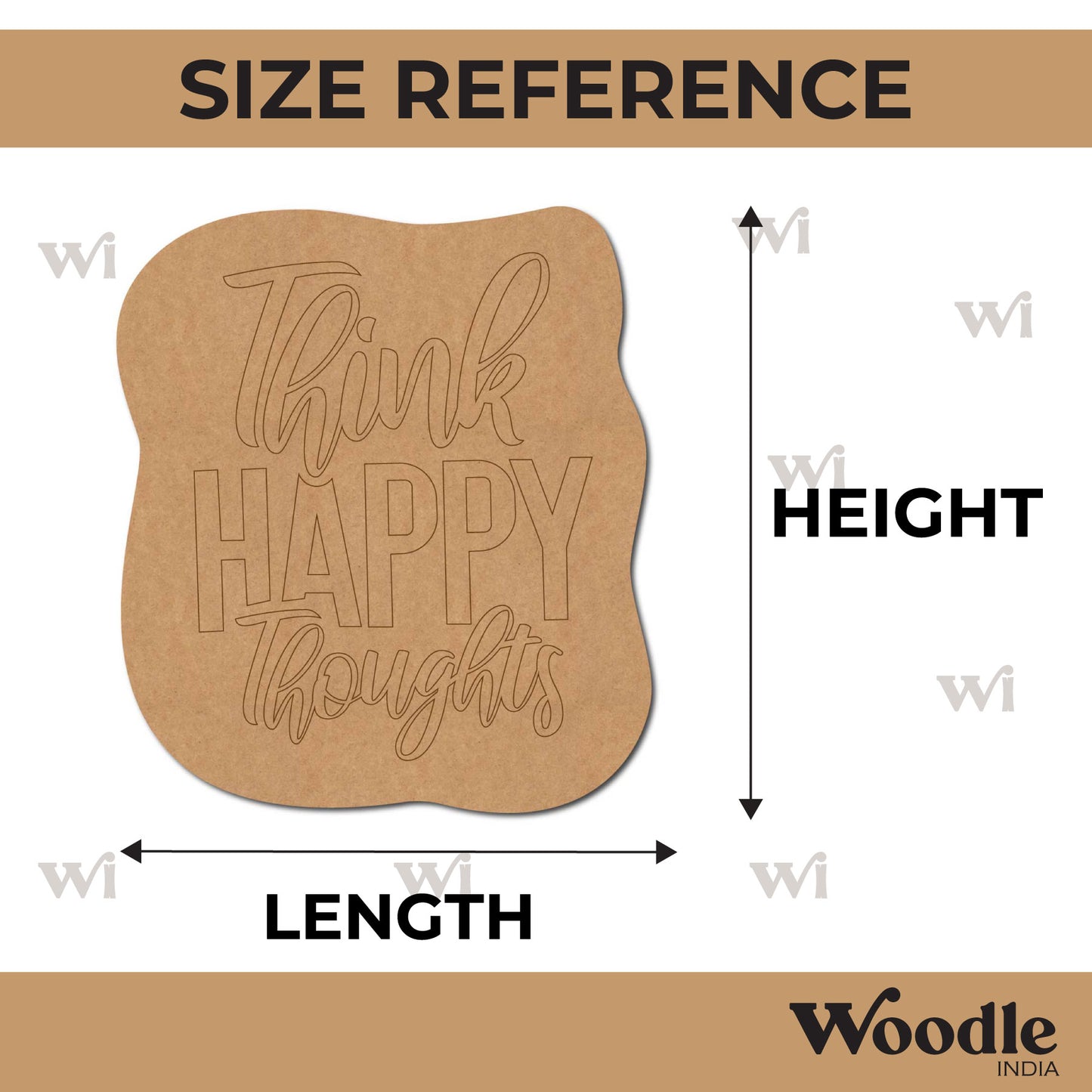 Think Happy Thoughs Pre Marked Text Base MDF Design 1