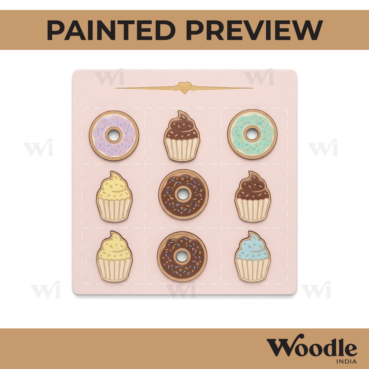 Tic Tac Toe Pre Marked MDF Design 6
