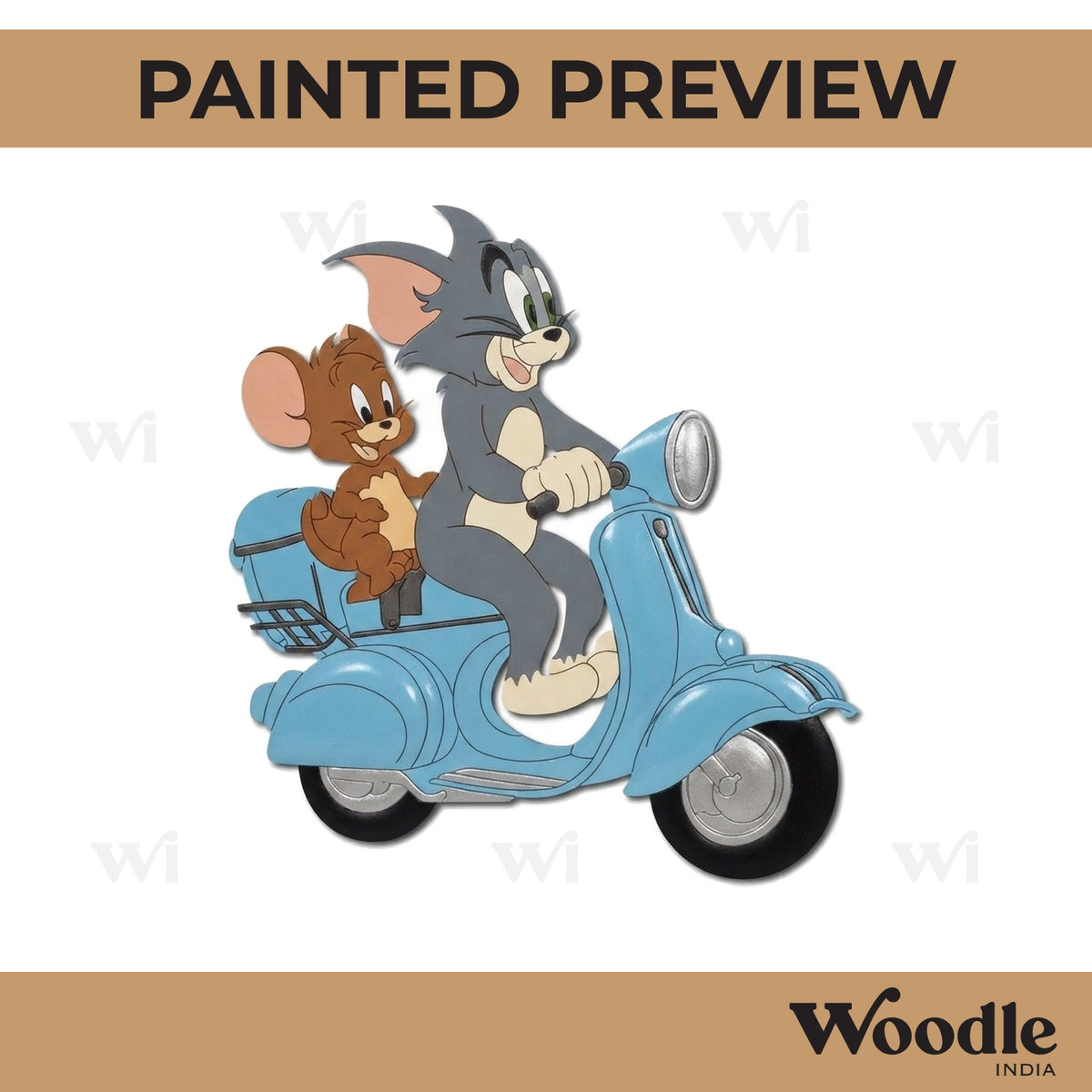Tom & Jerry On Scooty Pre Marked MDF Design 1
