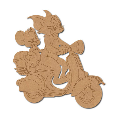 Tom & Jerry On Scooty Pre Marked MDF Design 1