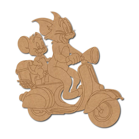 Tom & Jerry On Scooty Pre Marked MDF Design 1