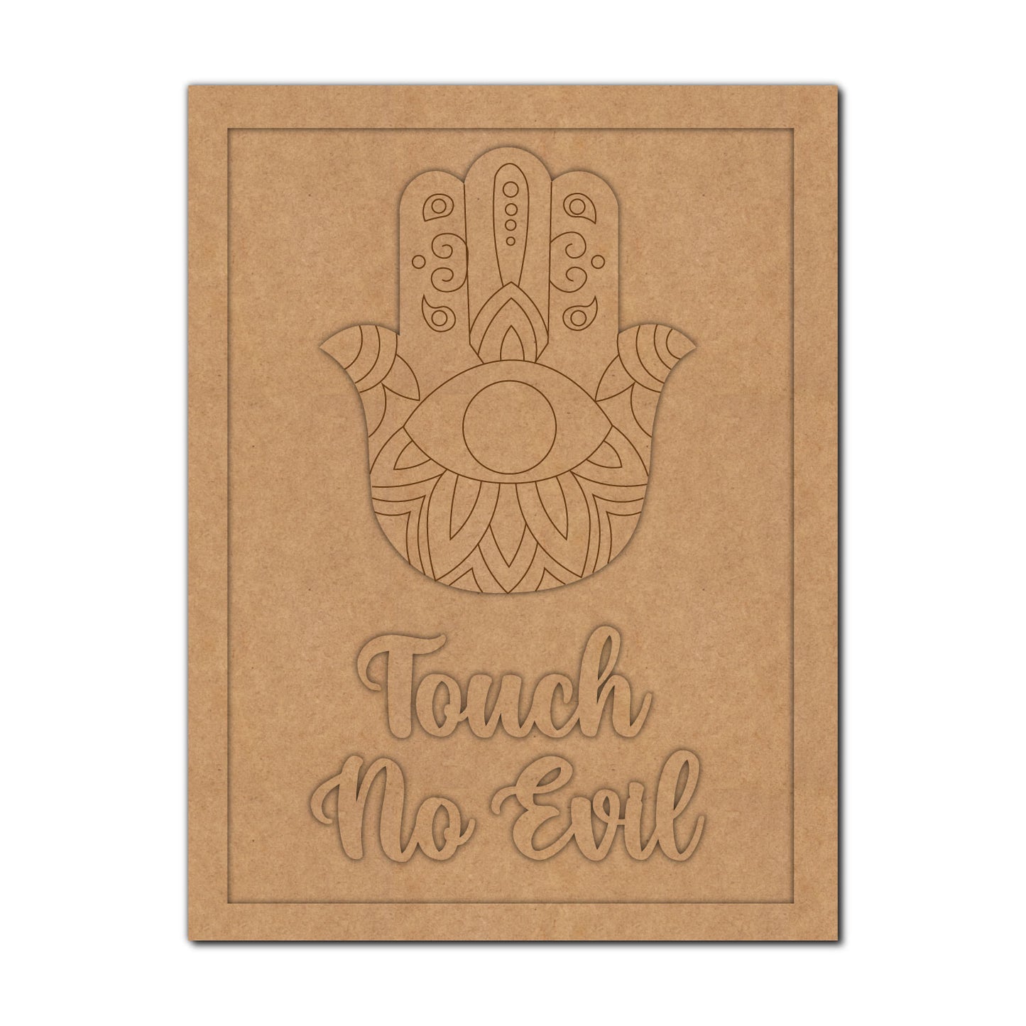 Touch No Evil Hamsa Hand Frame Pre Marked MDF Design 1