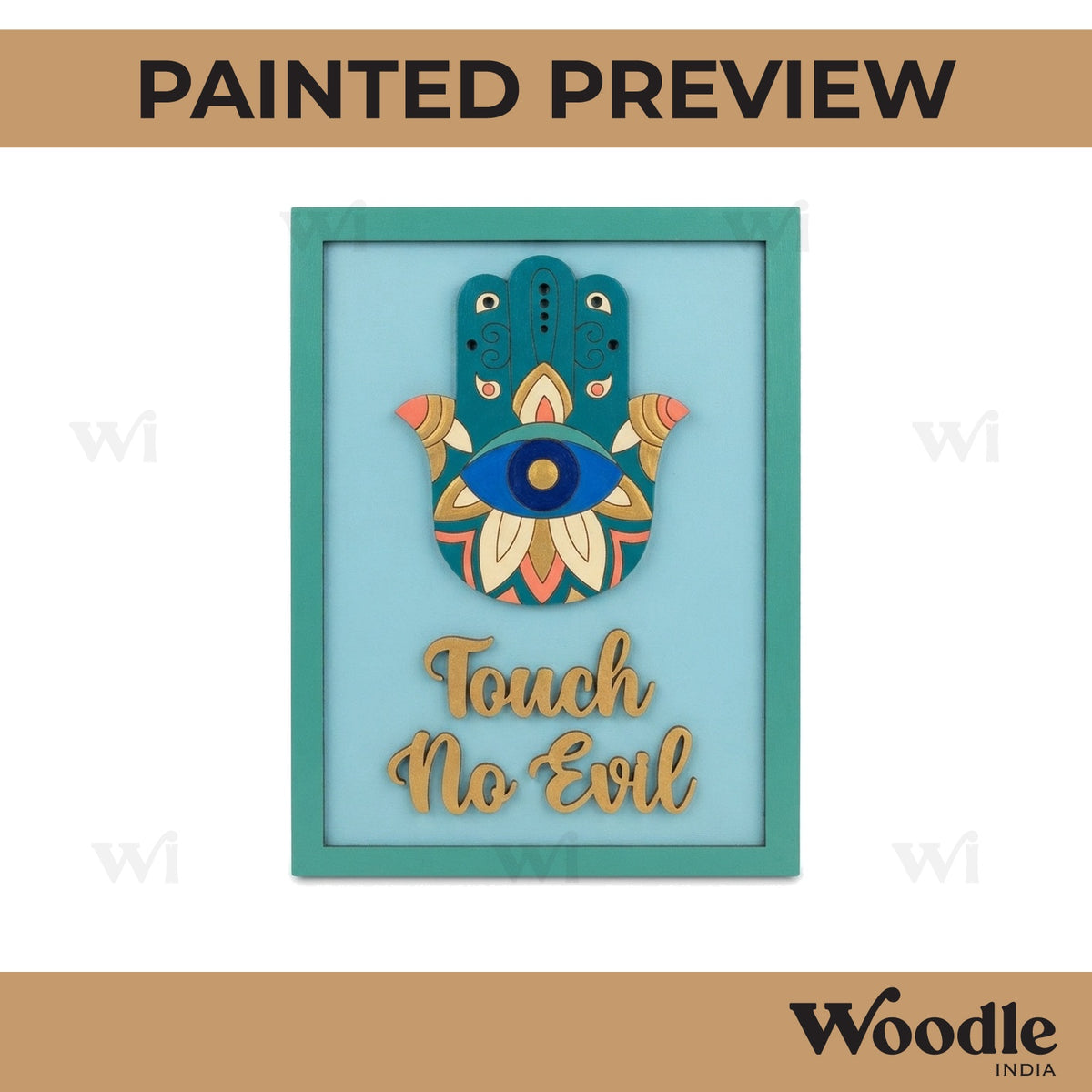 Touch No Evil Hamsa Hand Frame Pre Marked MDF Design 1