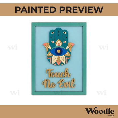 Touch No Evil Hamsa Hand Frame Pre Marked MDF Design 1