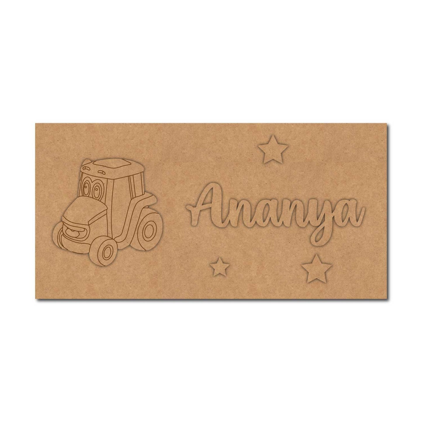 Tractor Kids Nameplate MDF Design 1
