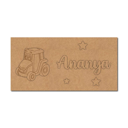 Tractor Kids Nameplate MDF Design 1