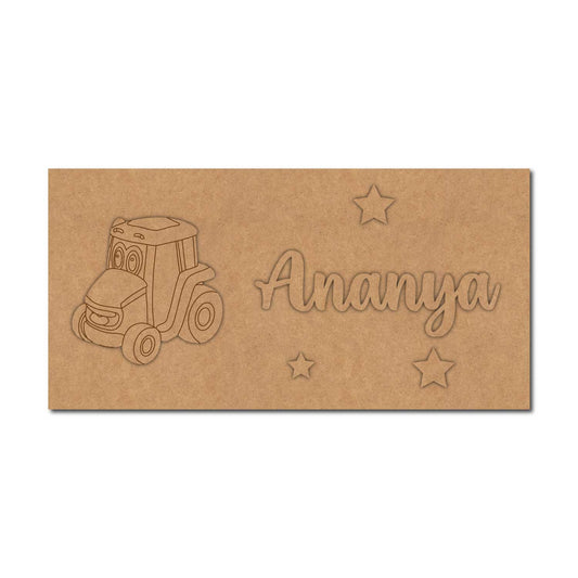Tractor Kids Nameplate MDF Design 1