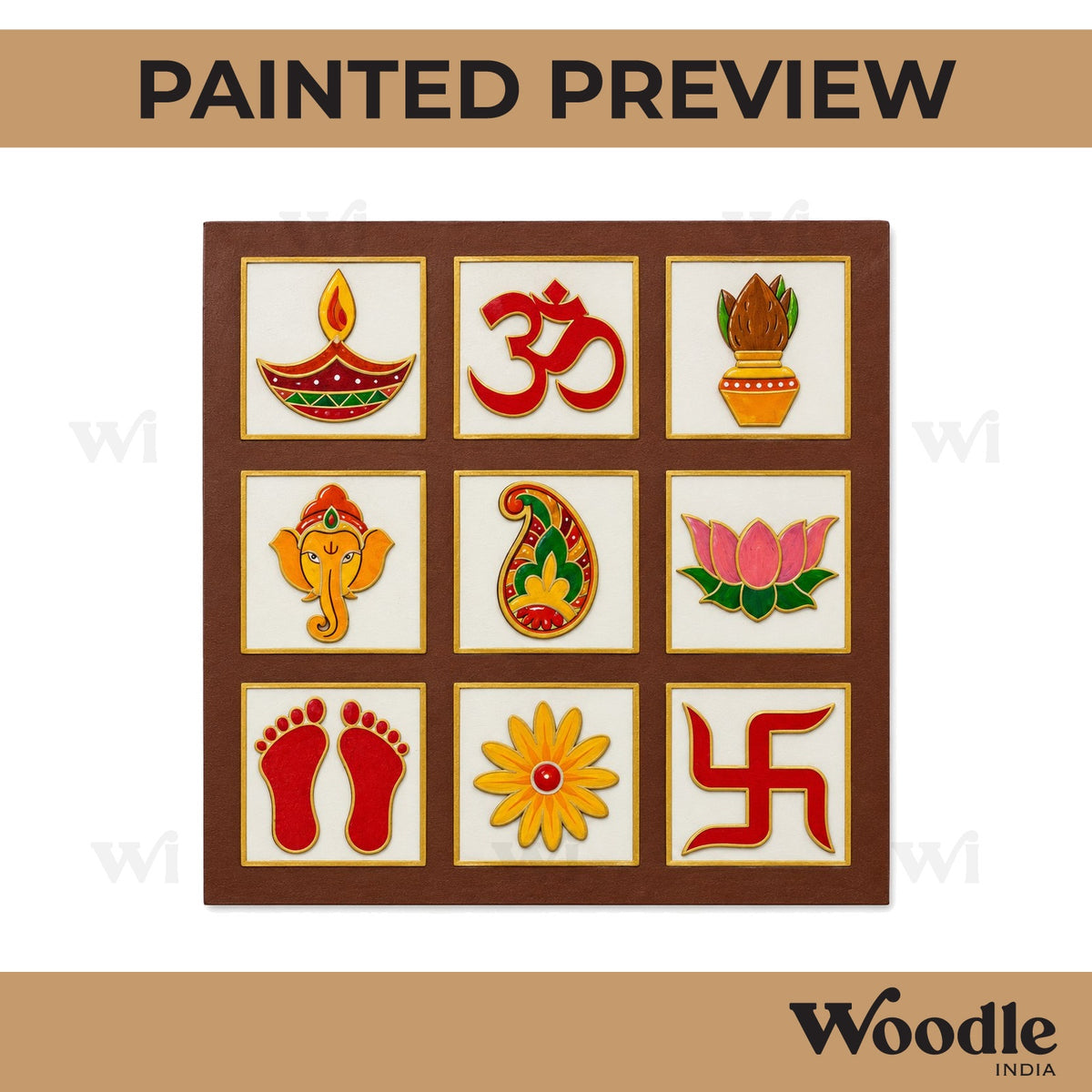 Traditional Hindu Pooja Festive Pre Marked Base MDF Design 1