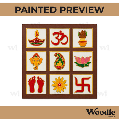 Traditional Hindu Pooja Festive Pre Marked Base MDF Design 1