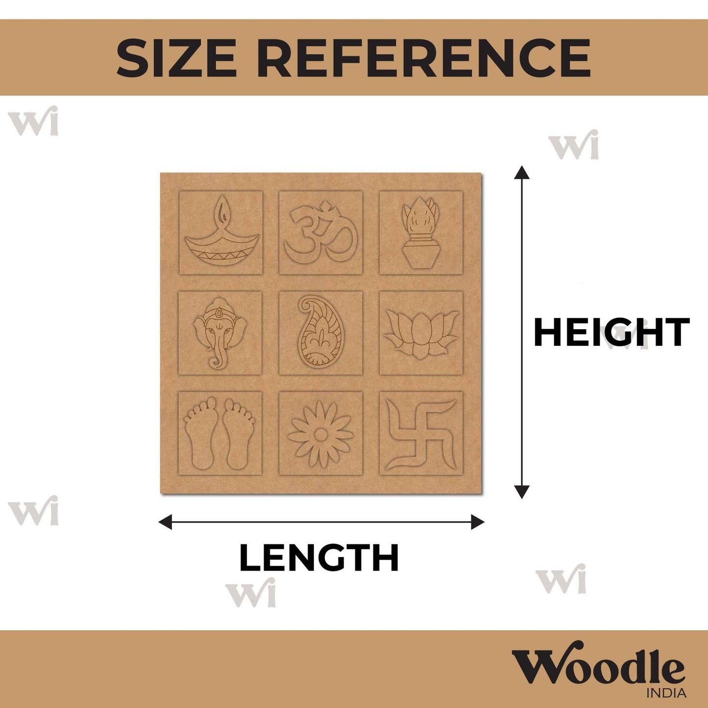 Traditional Hindu Pooja Festive Pre Marked Base MDF Design 1