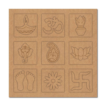 Traditional Hindu Pooja Festive Pre Marked Base MDF Design 1