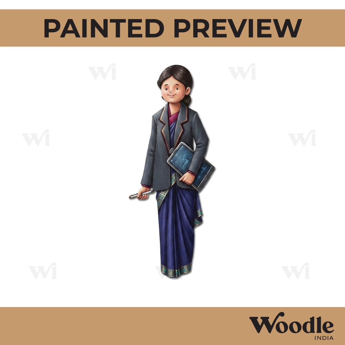 Train Conductor Woman Pre Marked MDF Design 1