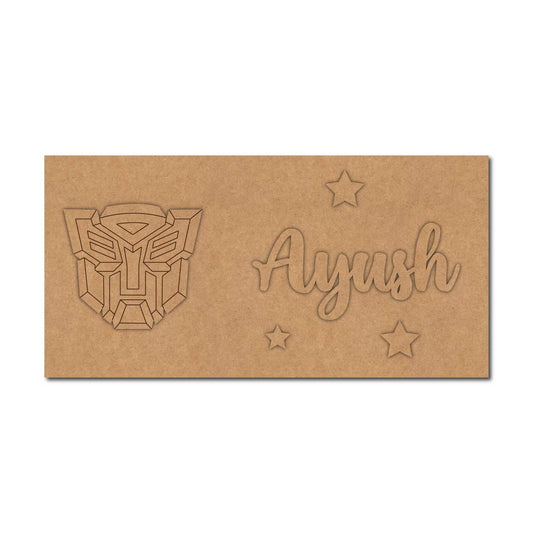 Transformers Kids Nameplate MDF Design 1