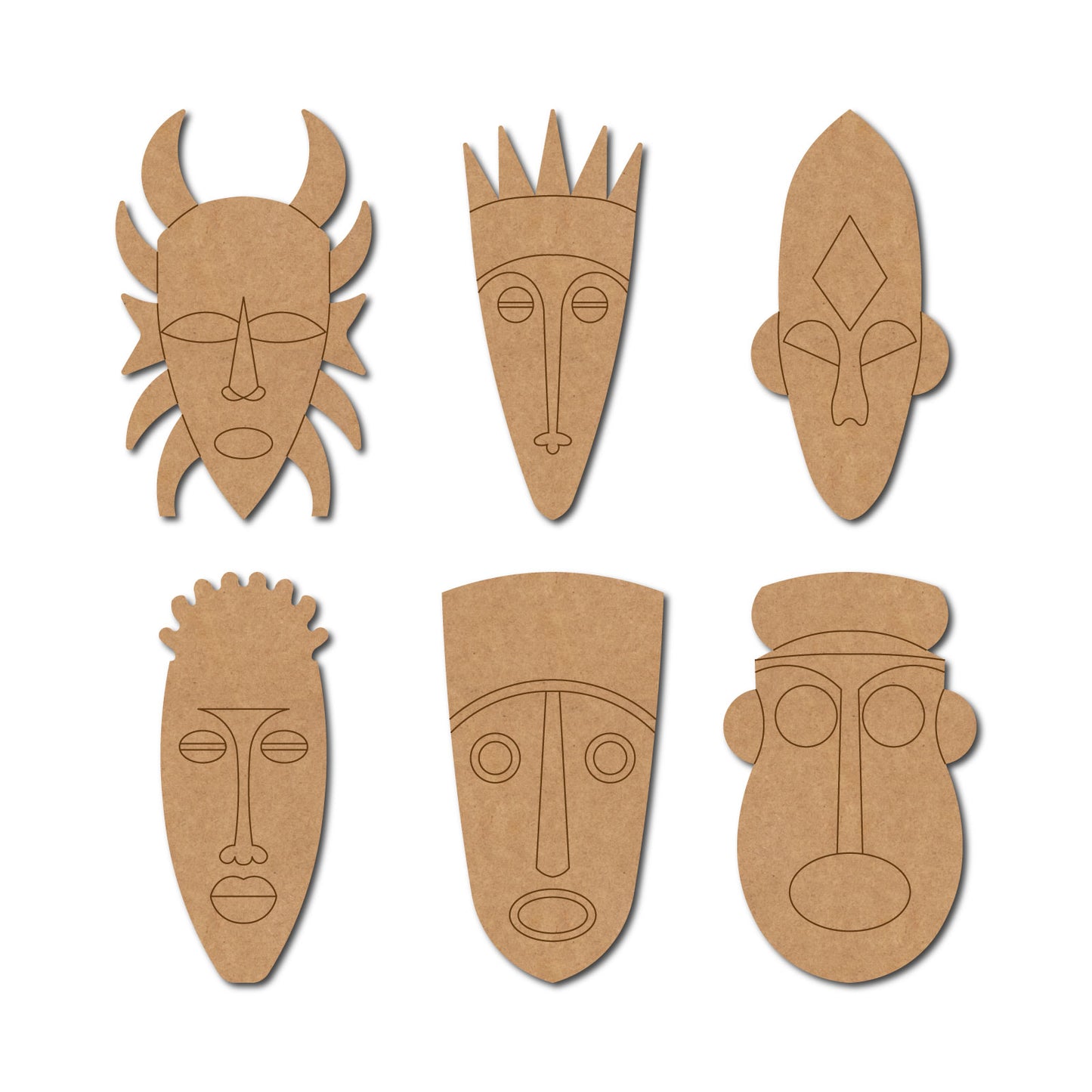 Tribal Figures Set Pre Marked MDF Design 1