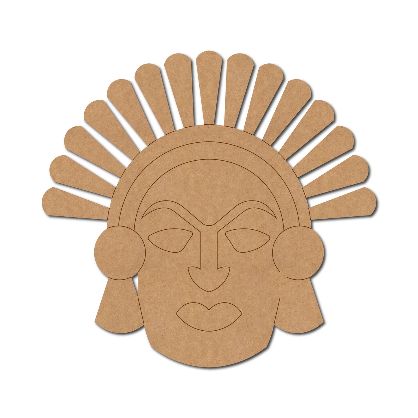 Tribal Man Face Pre Marked MDF Design 1