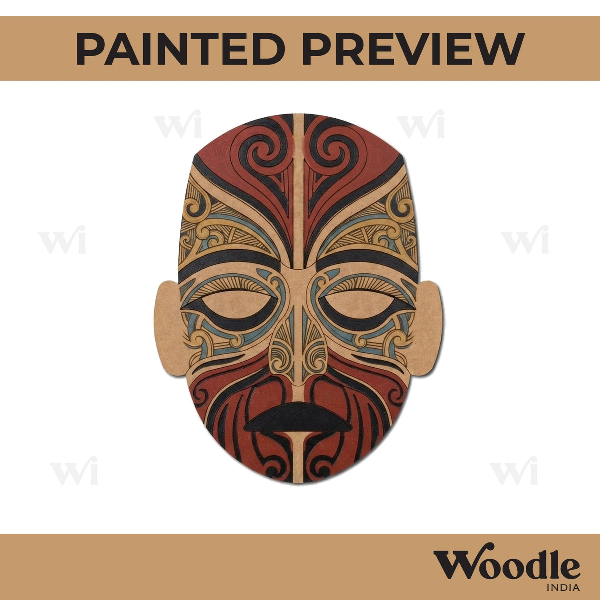 Tribal Man Face Pre Marked MDF Design 4
