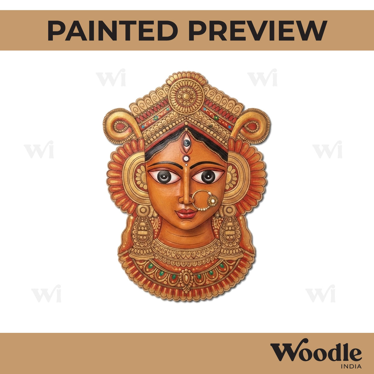 Trinayani Durga Maa Pre Marked MDF Design 1