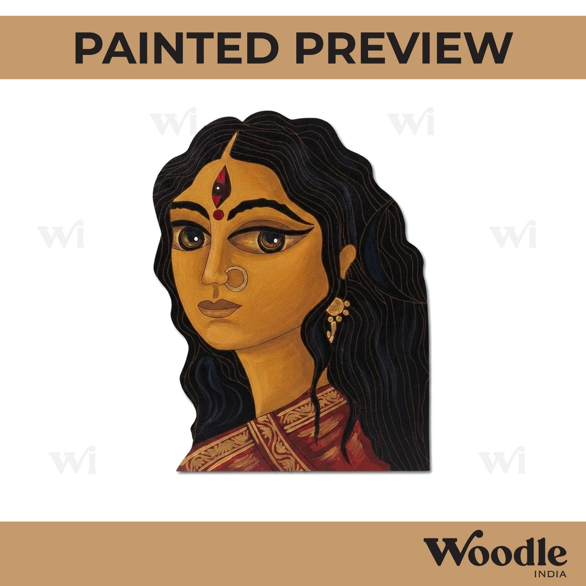 Trinayani Durga Maa Pre Marked MDF Design 3