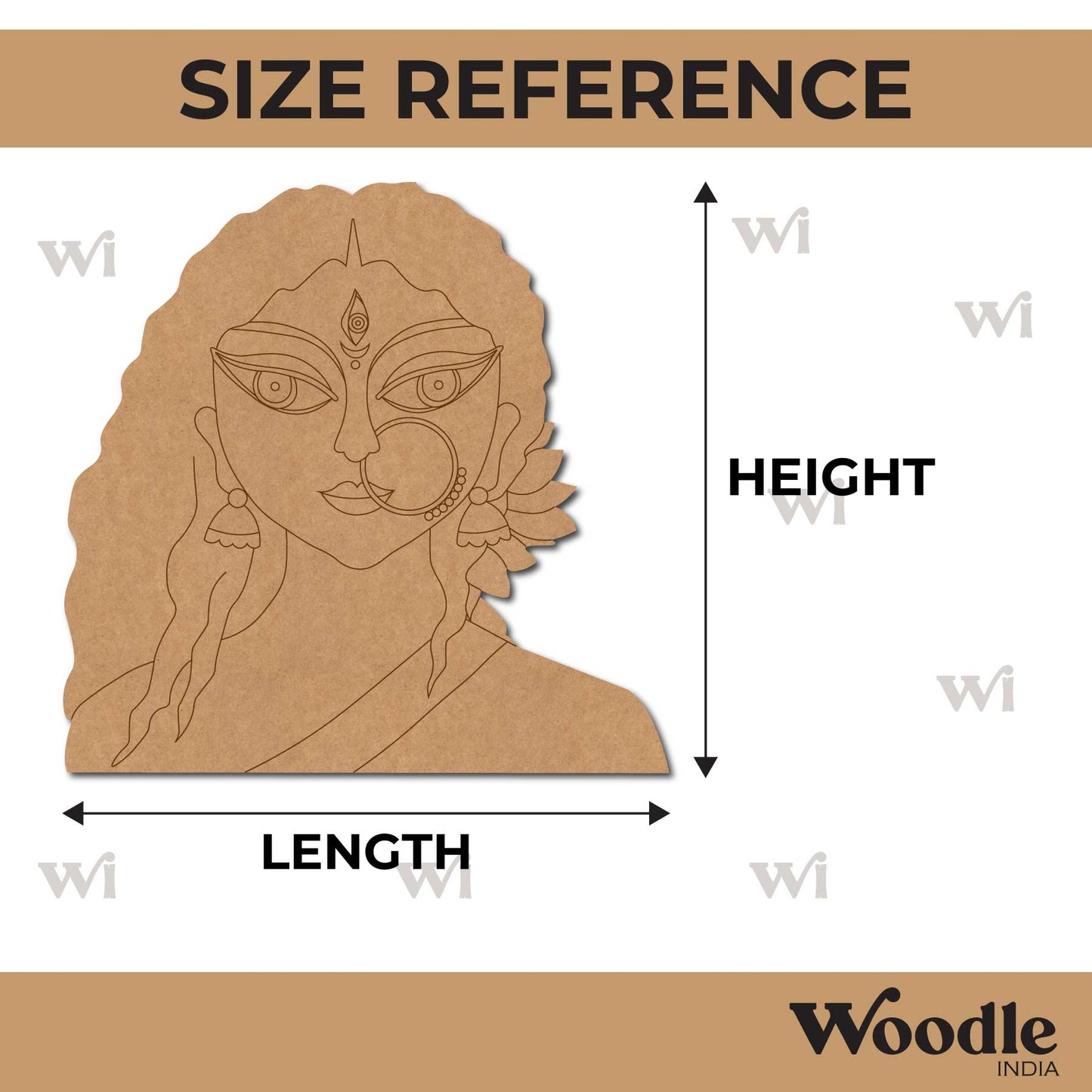 Trinayani Durga Maa Pre Marked MDF Design 4