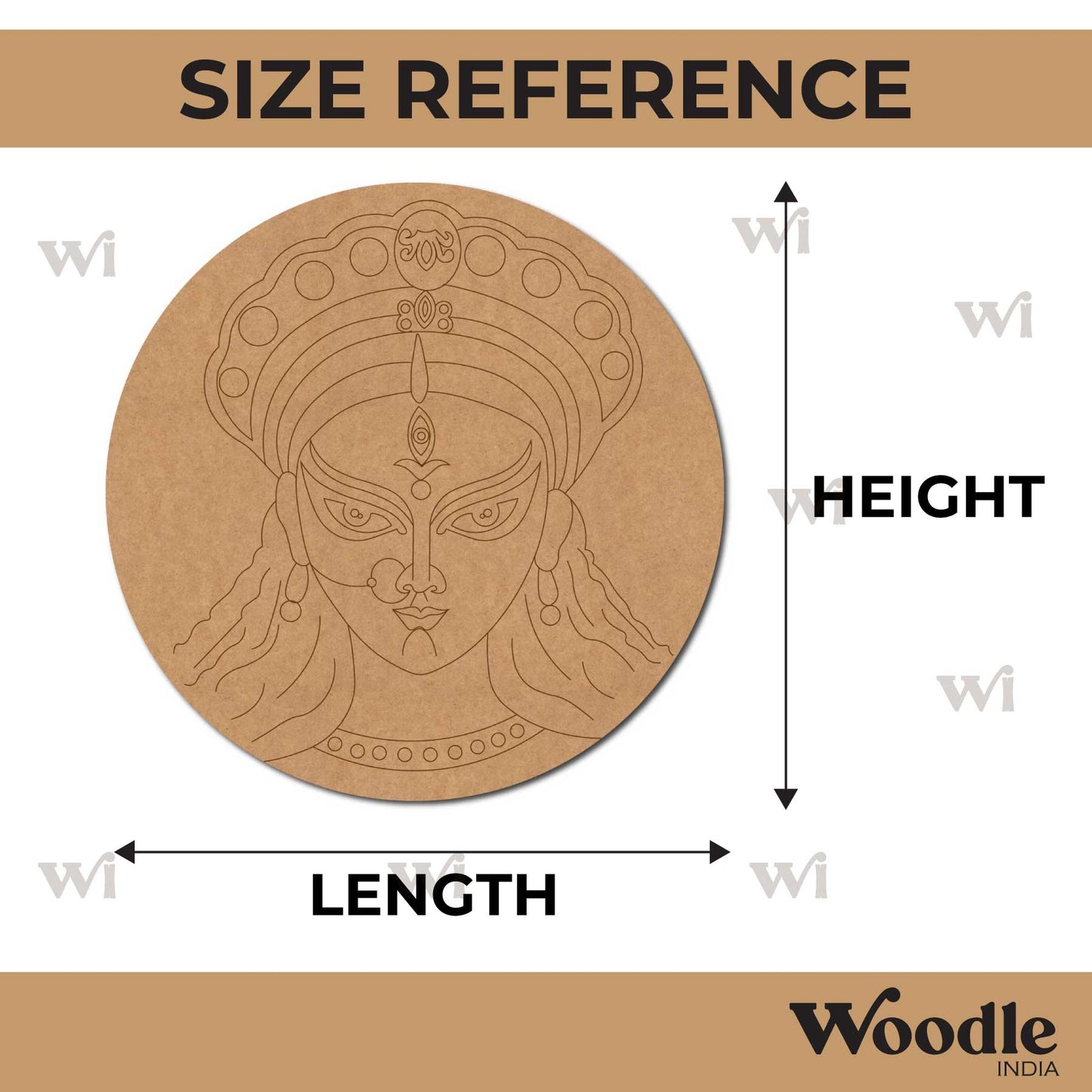 Trinayani Durga Maa Pre Marked Round MDF Design 1