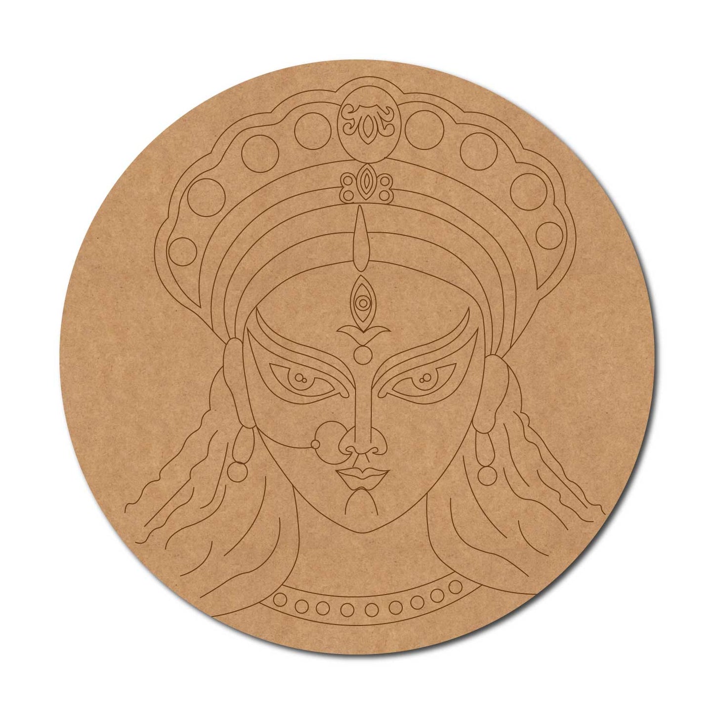 Trinayani Durga Maa Pre Marked Round MDF Design 1