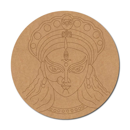 Trinayani Durga Maa Pre Marked Round MDF Design 1