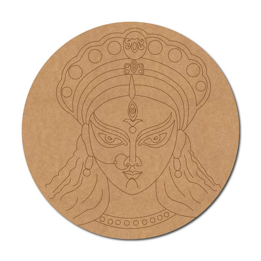 Trinayani Durga Maa Pre Marked Round MDF Design 1