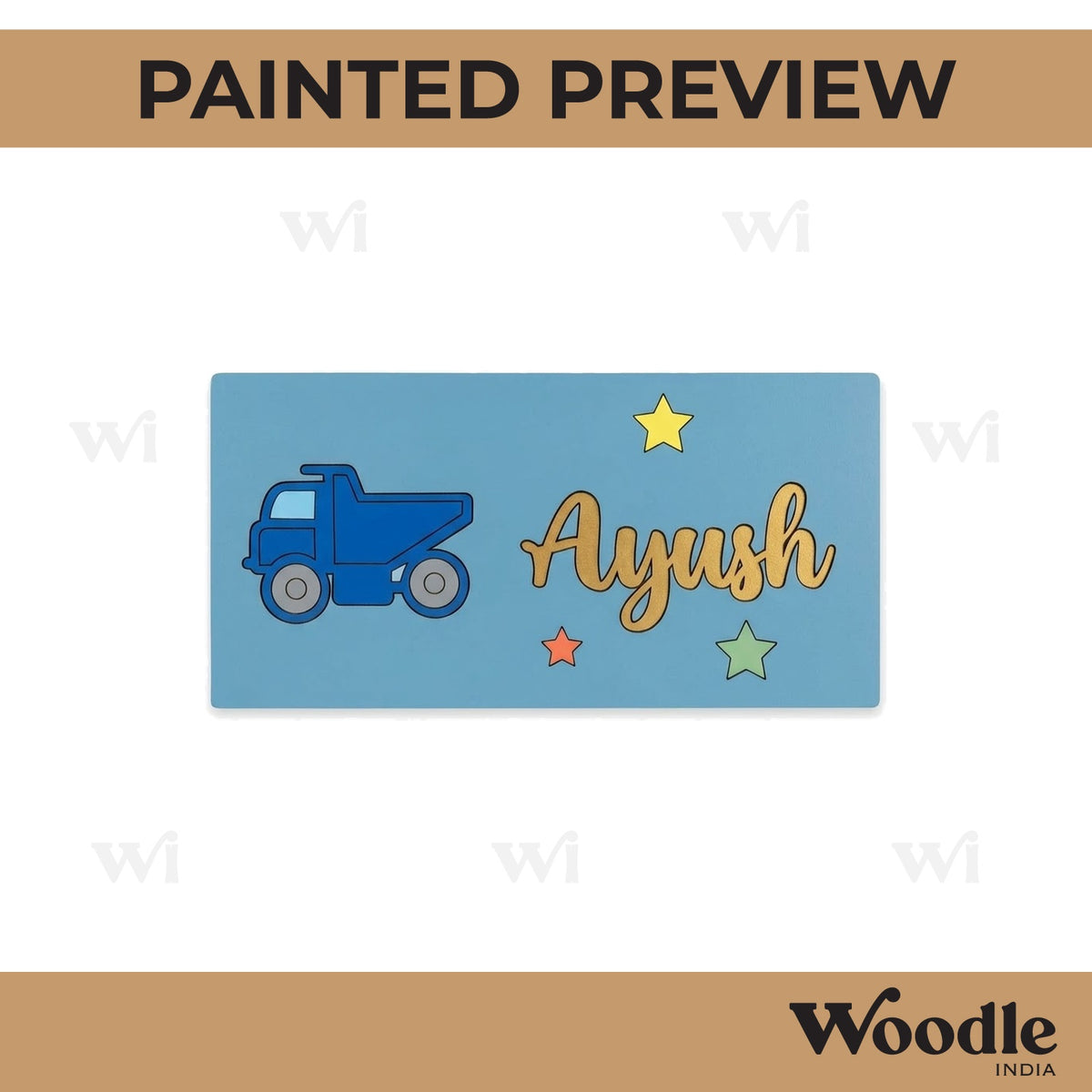 Truck Kids Nameplate MDF Design 1