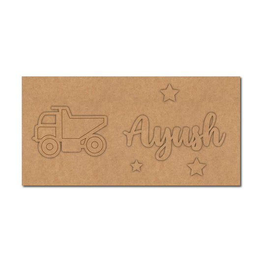 Truck Kids Nameplate MDF Design 1