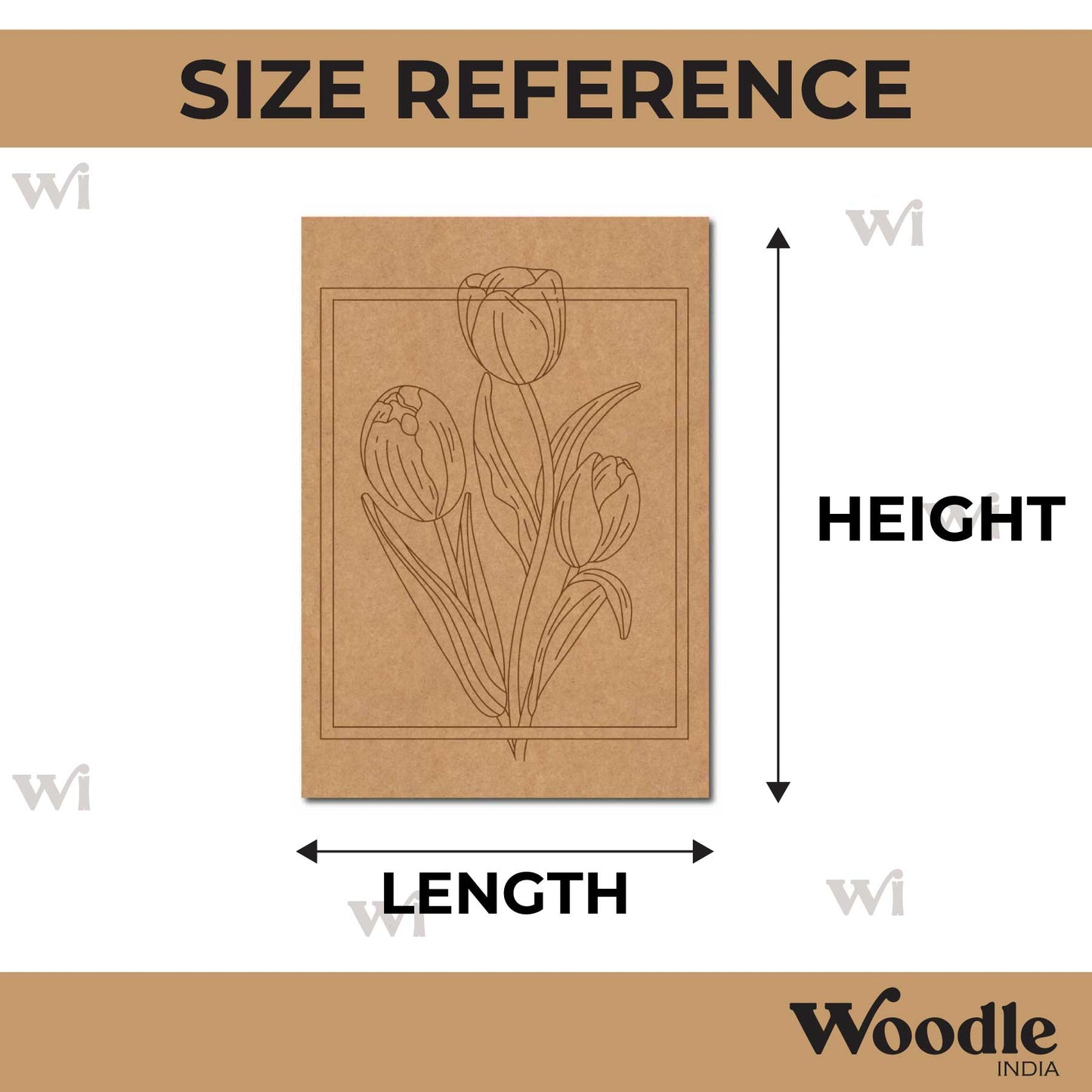 Tulip Flowers Pre Marked Rectangle MDF Design 1