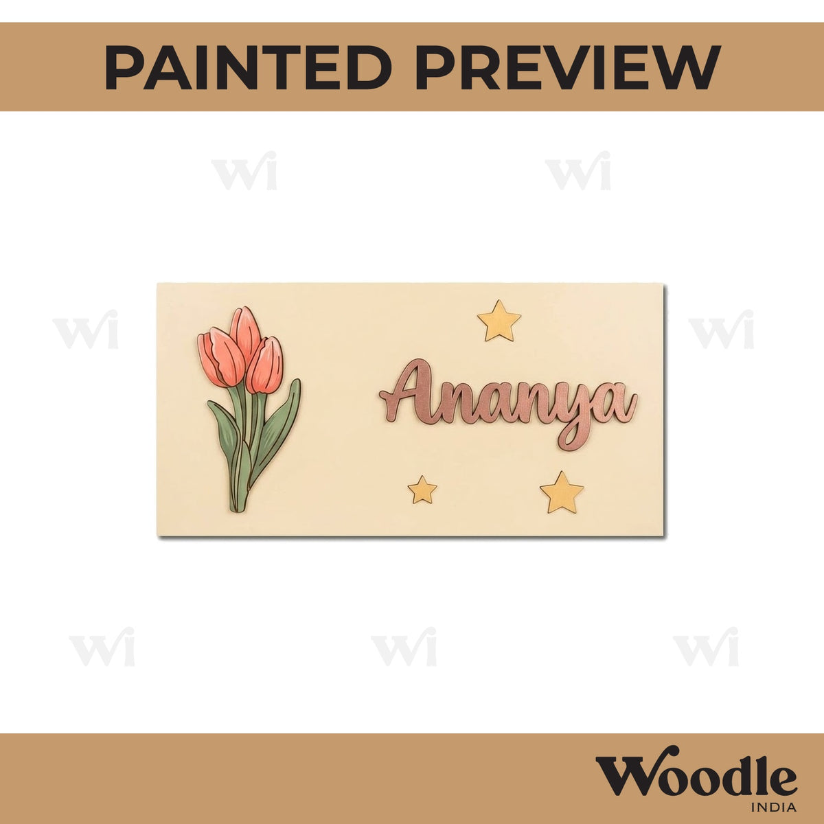 Tulip Kids Nameplate MDF Design 1