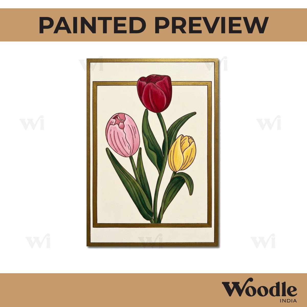 Tulip Flowers Pre Marked Rectangle MDF Design 1