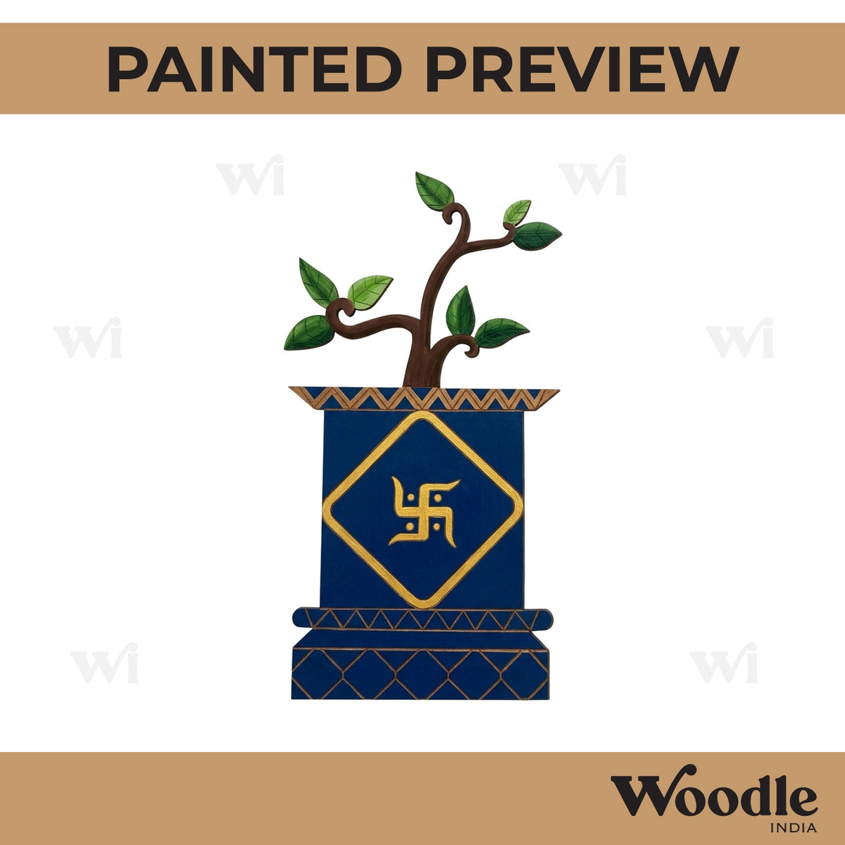 Tulsi Plant Swastik Pre Marked MDF Design 1