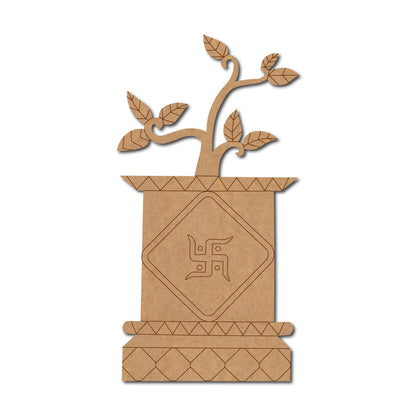 Tulsi Plant Swastik Pre Marked MDF Design 1