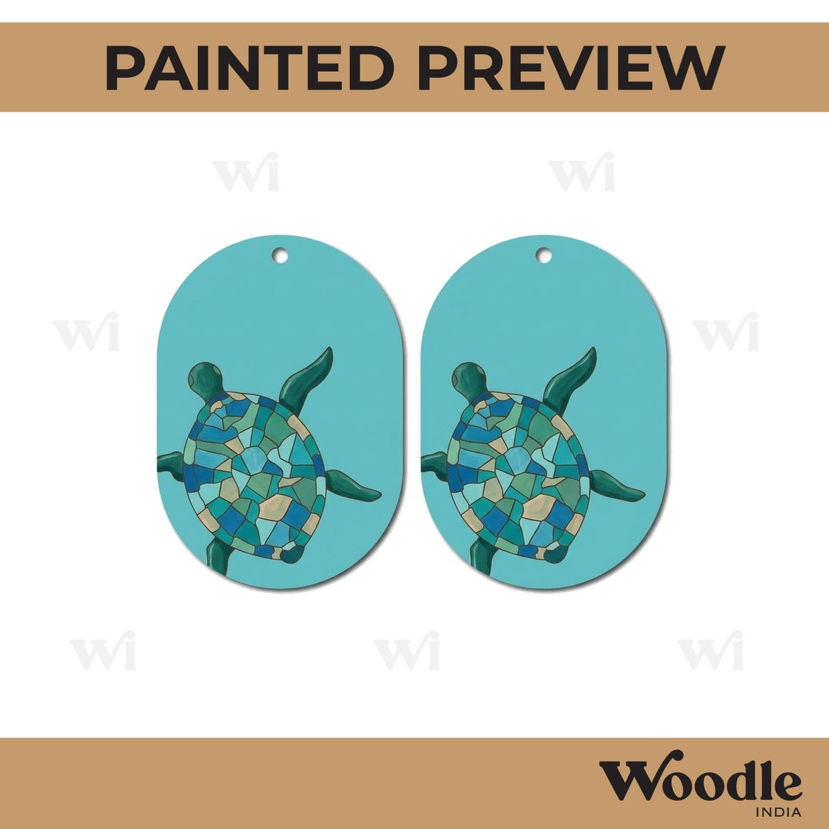 Turtle Earrings Pre Marked MDF Design 1