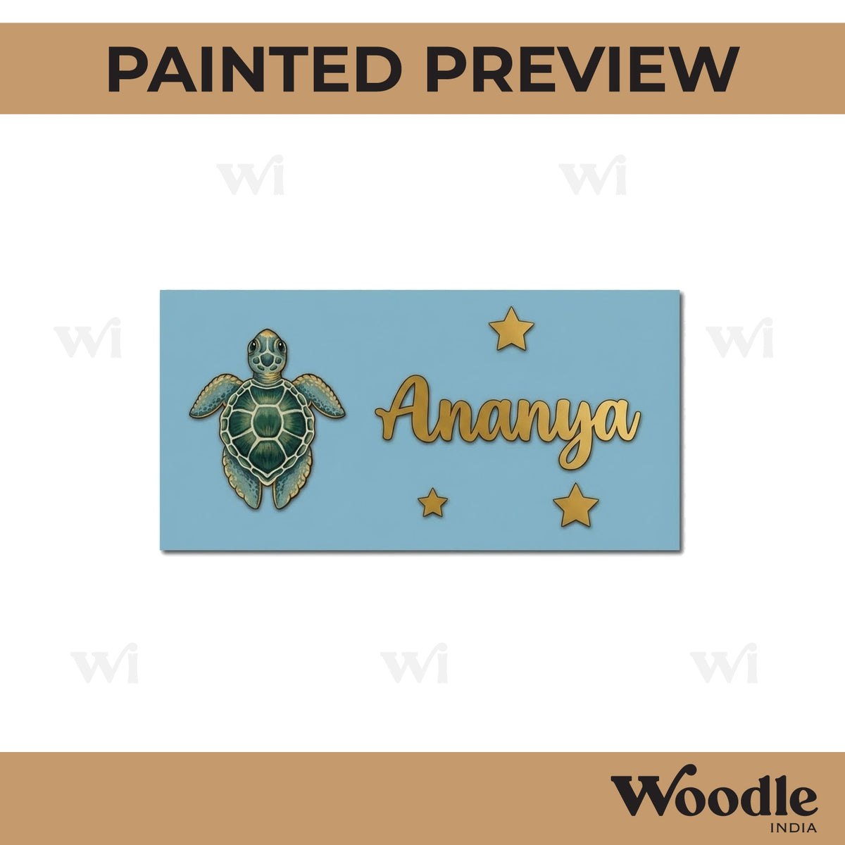 Turtle Kids Nameplate MDF Design 1
