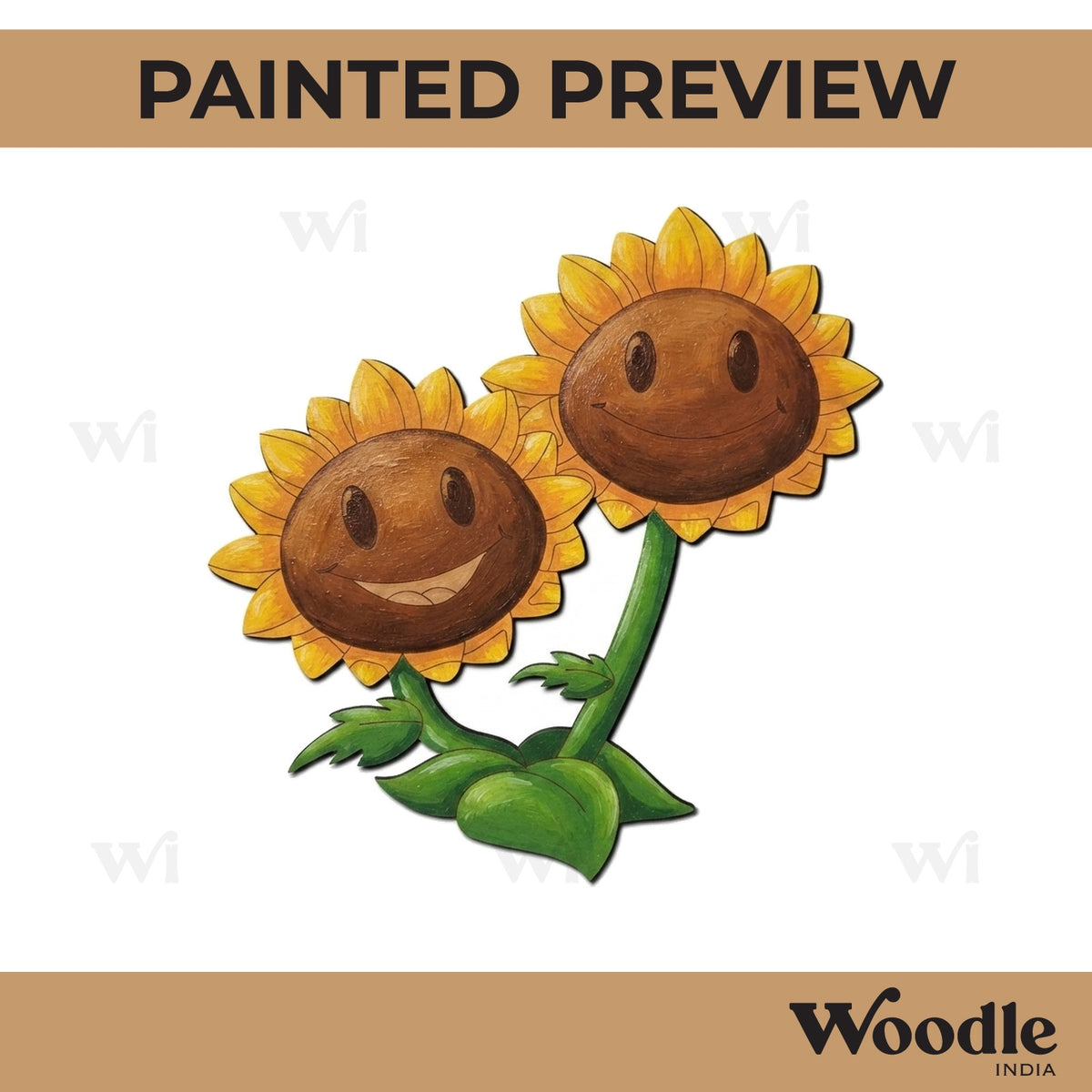 Twin Sunflowers Pre Marked MDF Design 1