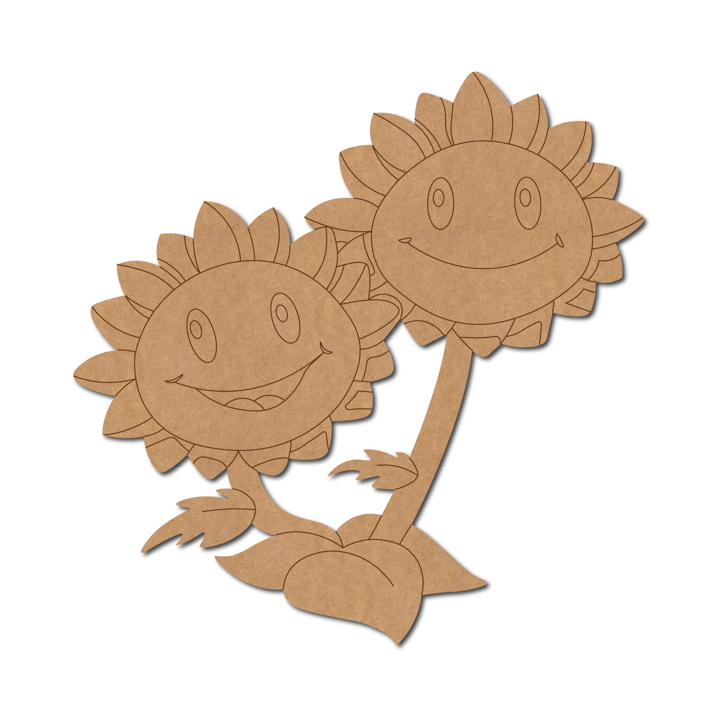 Twin Sunflowers Pre Marked MDF Design 1
