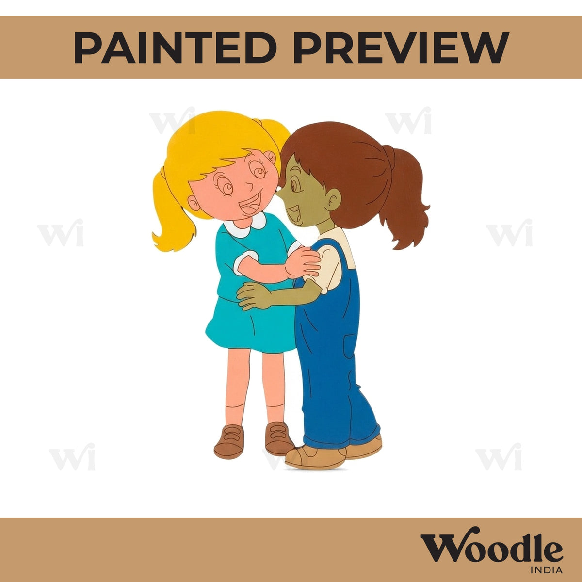 Two Girls Hugging Pre Marked MDF Design 3