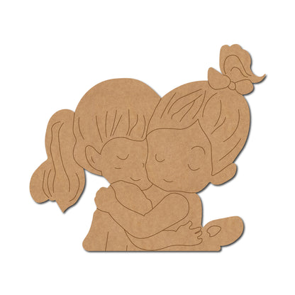 Two Girls Hugging Pre Marked MDF Design 4