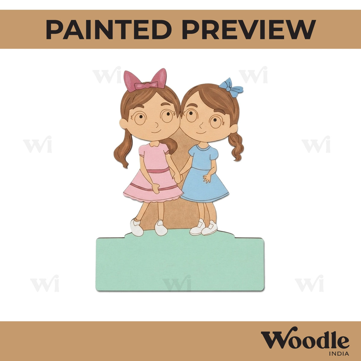 Two Girls Nameplate Pre Marked MDF Design 1