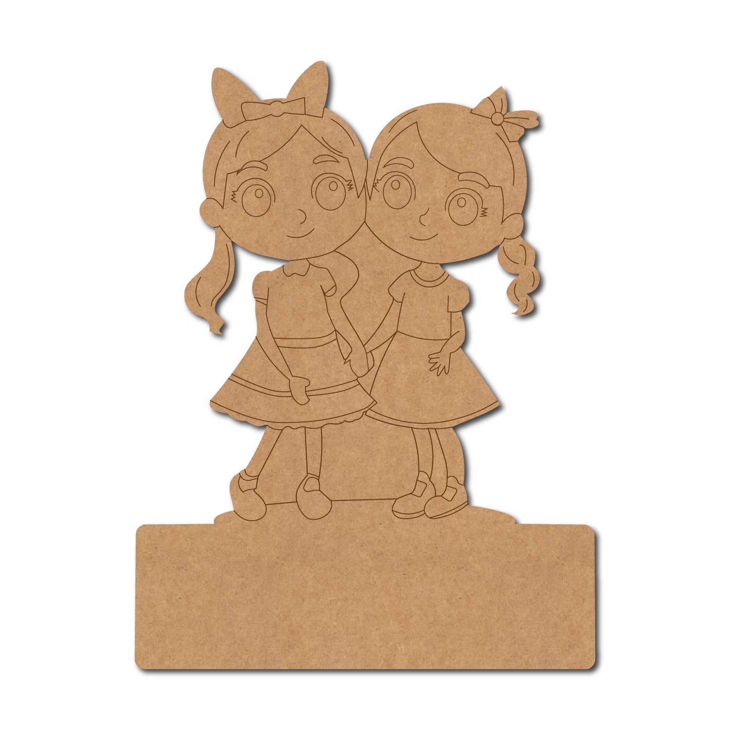 Two Girls Nameplate Pre Marked MDF Design 1
