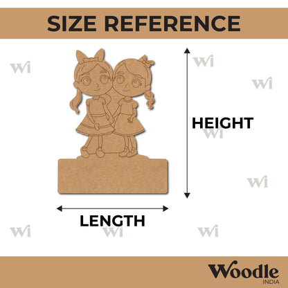 Two Girls Nameplate Pre Marked MDF Design 1