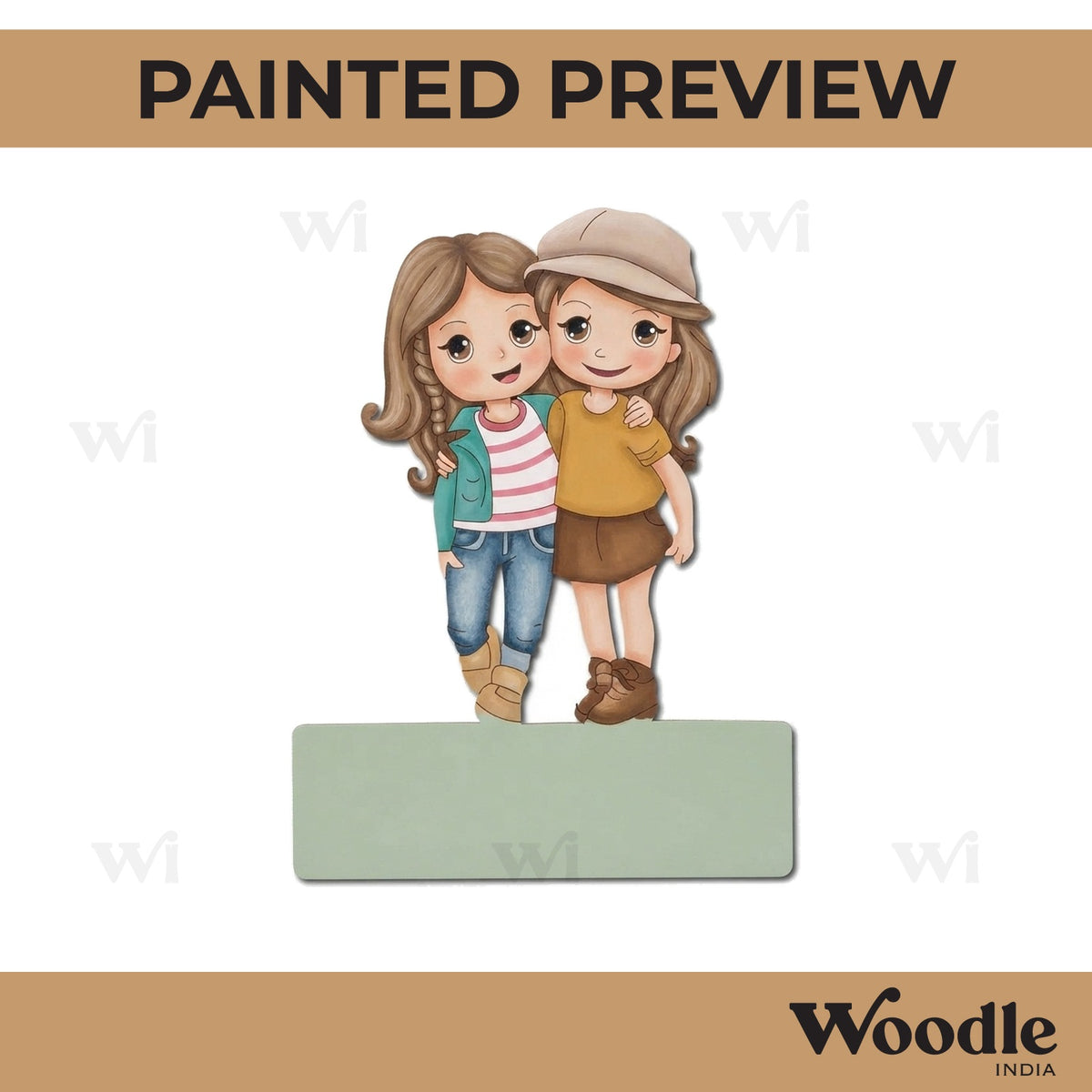 Two Girls Nameplate Pre Marked MDF Design 2