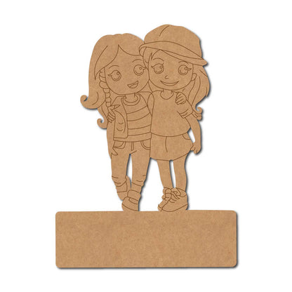 Two Girls Nameplate Pre Marked MDF Design 2